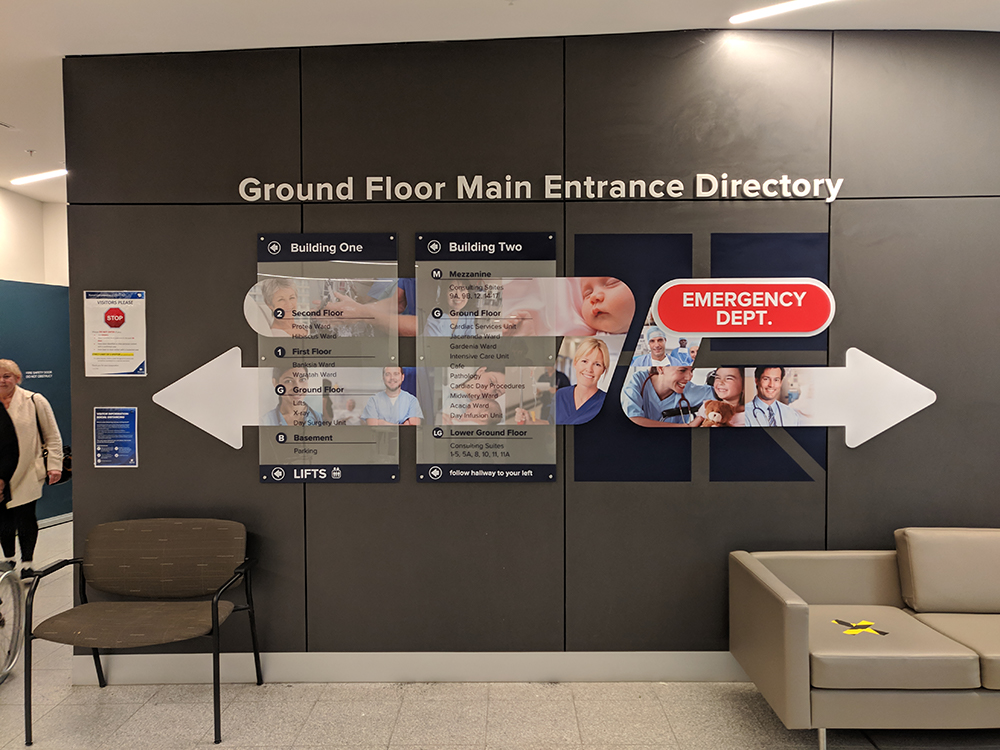 Hospital Wayfinding Wall Sign